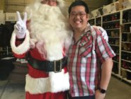Old Bus Depot Markets Director, Anthony Niravong, with Santa. 2017