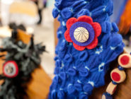 Theme event A Celebration of Wool at the Old Bus Depot Markets, blue woolen scarf