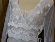 Old Bus Depot Markets Stallholder, Leonaura. White handmade lace dress.