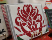 Christmas at the Old Bus Depot Markets. Handprinted linen