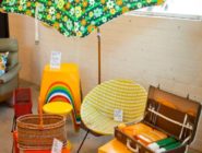 Old Bus Depot Markets - Theme Event, Retro Depot . Retro Umbrella, Chair, table and basket.