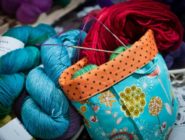Old Bus Depot Markets Theme Event A Celebration of Wool - skeins of blue wool and bag