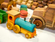 Old Bus Depot Markets Theme Event, Kids in the Shed. Wooden trains.