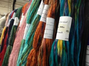 Colouful wool skeins by Old Bus Depot Markets Stallholder - Camelot Mohair