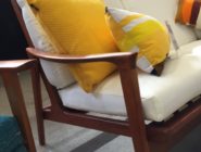 Retro couch with yellow cushions at the Old Bus Depot Markets theme event, Retro Depot