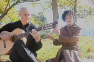 Old Bus Depot Markets busking duo, The Night Cafe playing guitar and flute