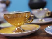 Gold trim vintage tea cup and saucer at Portobello Road at the Old Bus Depot Markets