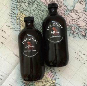 Dark brown bottle of cold brew coffee from new stallholder at the Old Bus Depot Markets, We Cold Brew Coffee