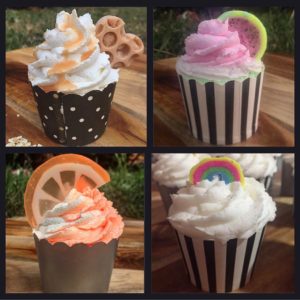 4 cupcakes bath bomb samples of Dream Butterflies Handmade Creations