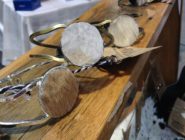 Hand crafted cuff bracelet featuring cow hide, at the Old Bus Depot Markets for Designer Sunday