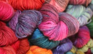 A selection of brightly coloured wool balls of the Old Bus Depot Markets for a Celebration of Wool