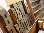 Wooden printing blocks at the Old Bus Depot Markets theme event, Portobello Road